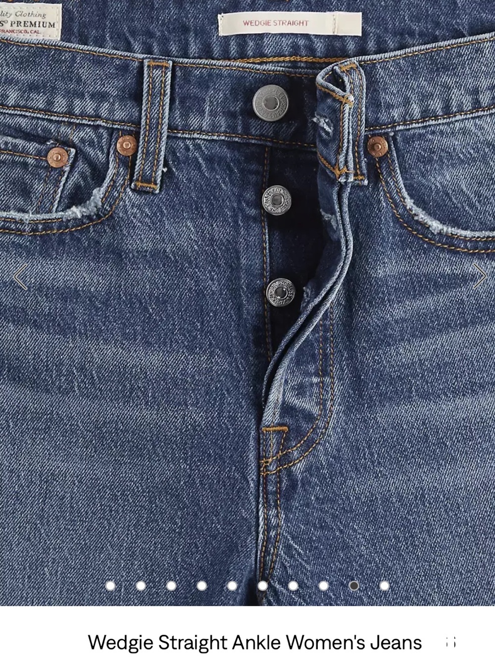 Levi's Wedgie Straight Jeans — Light Blue Denim with Contrast Stitching - Picture 4 of 8